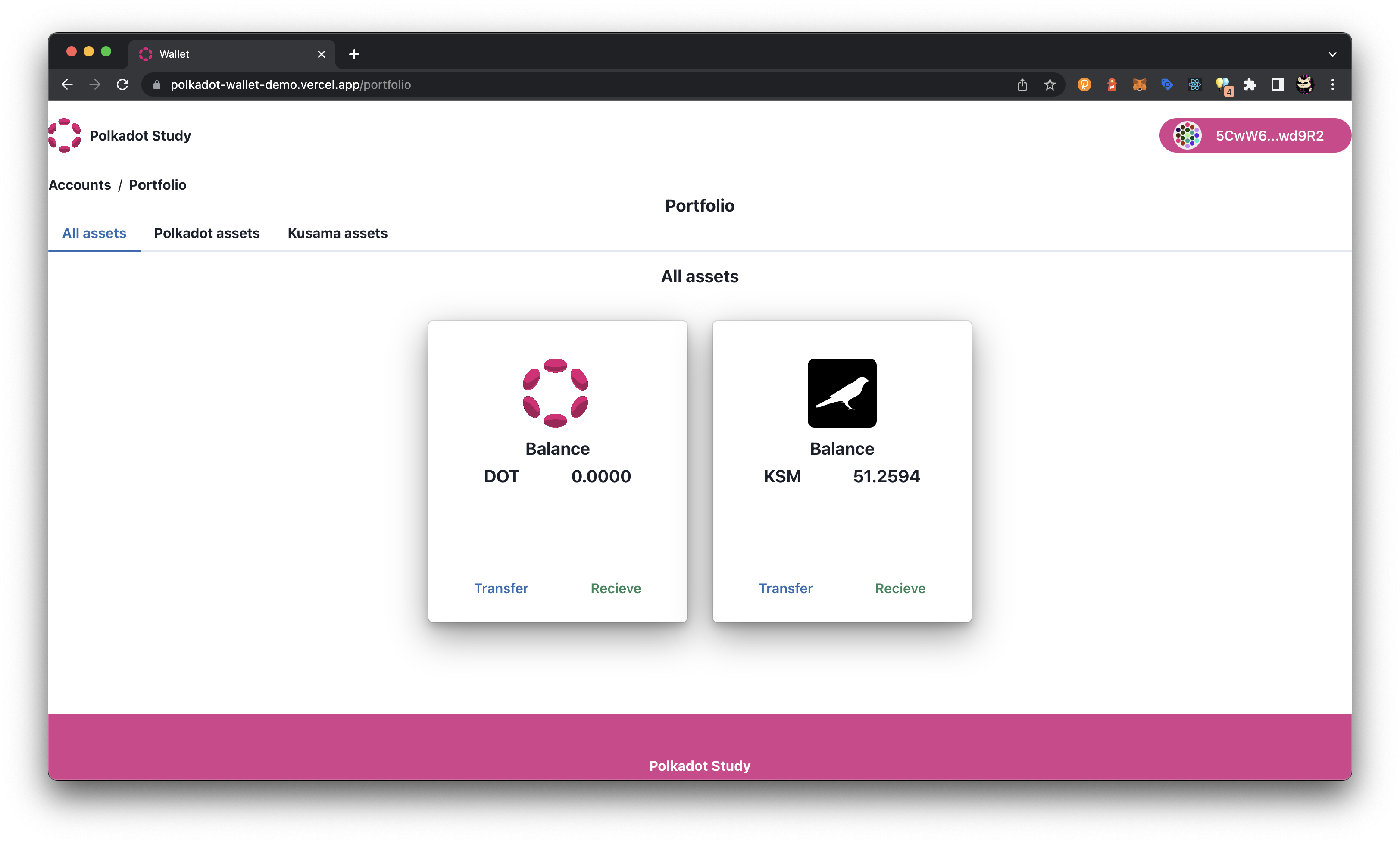 Polkadot Wallet Demo Website